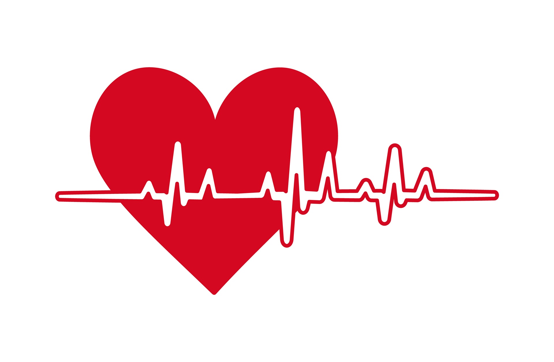 Rotes Herz mit EKG-Kurve zeigt normalen Herzschlag | Hausarzt Erlangen